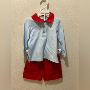 Sophie and Lucas two piece set  Light Blue and red NWT